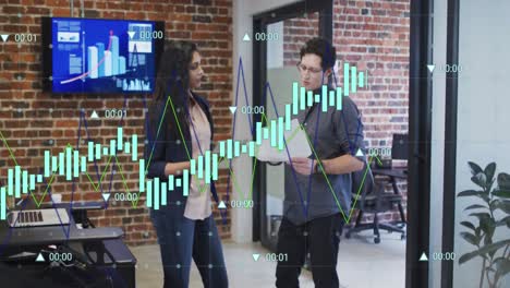 animación del procesamiento de datos sobre diversas personas de negocios en la oficina