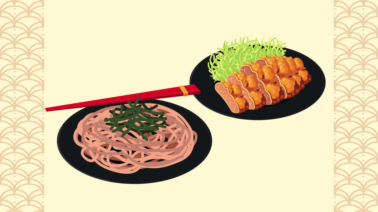 udon japonés con karaage