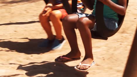 Low-section-of-schoolkids-playing-in-playground