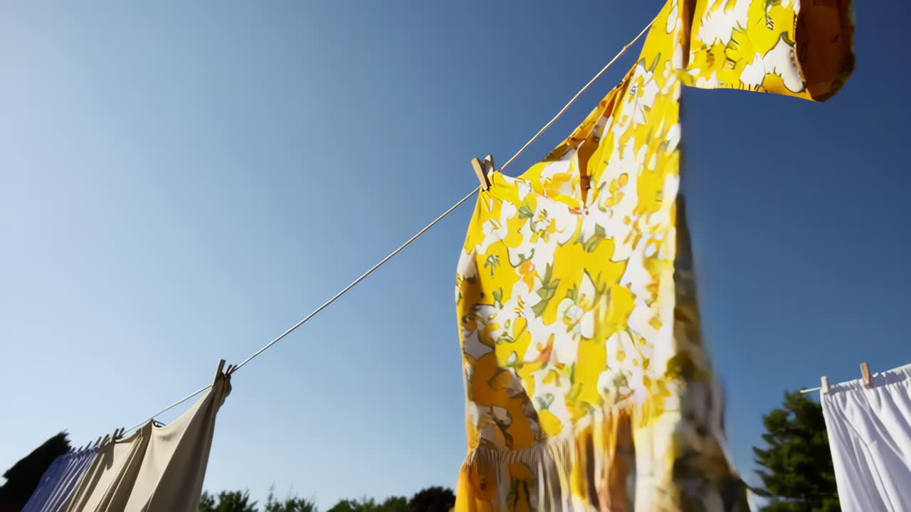 Yellow Floral Dress Drying in the Sun