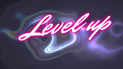 animation of level up text over liquid on black background