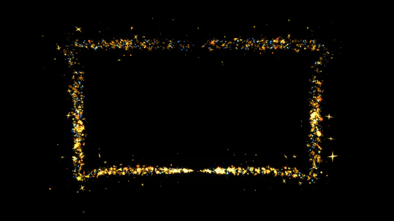 Rahmenbox funkelnder goldener Glitzer-Spiral-Linsen-Effekt leuchtende magische funkelnde Spurpartikel Stern