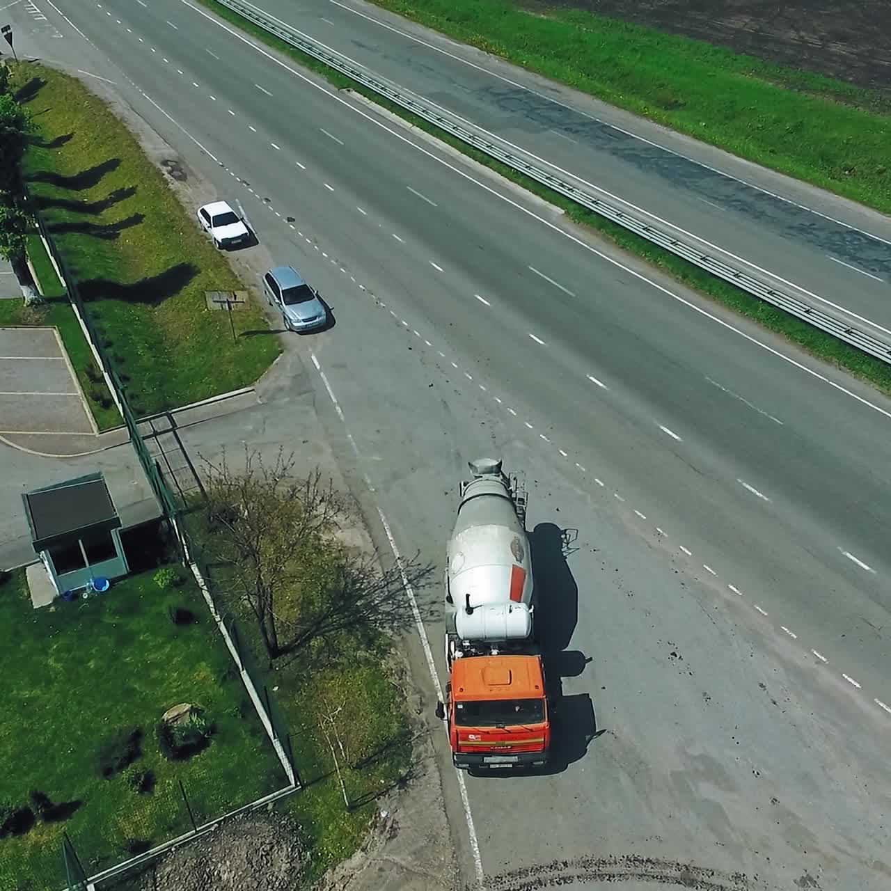 Construction With Concrete Mixer Truck