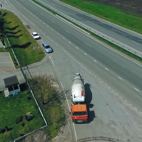 construction with concrete mixer truck