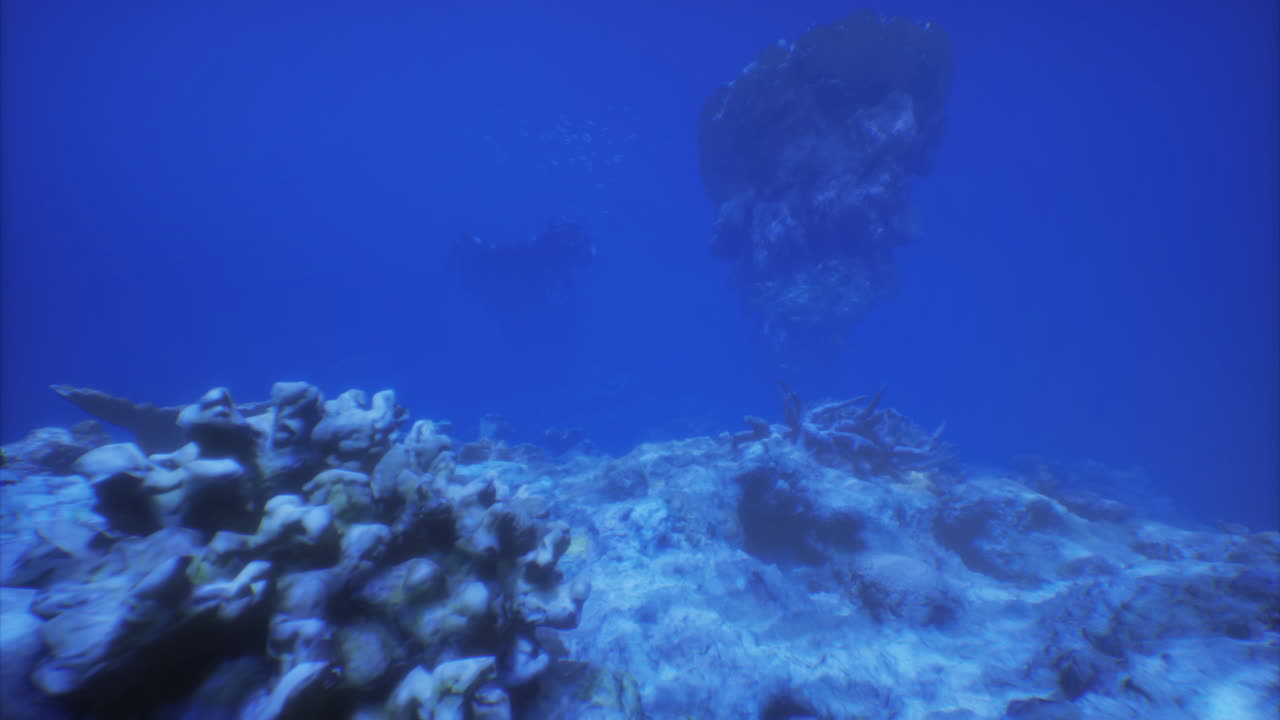 Underwater exploration at a coral reef in turquoise water during midday