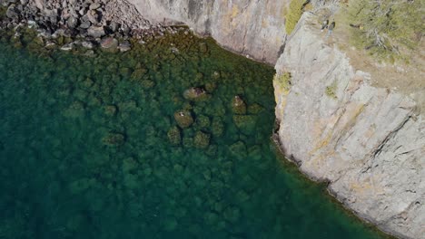 Aeria-view-Lake-Superiros-North-Shore-waves-hitting-cliff-rocks