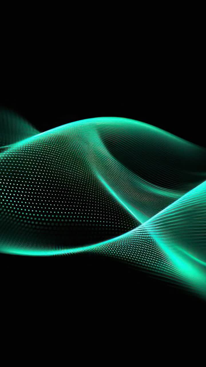 Abstract video concept with flowing turquoise waveforms on a dark background