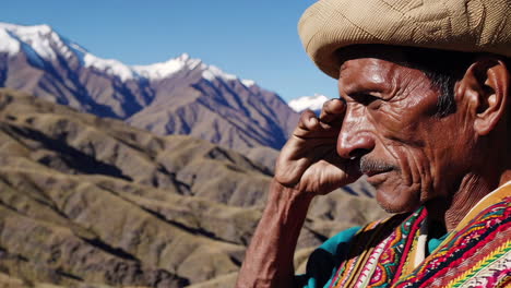 elderly man in andean mountains