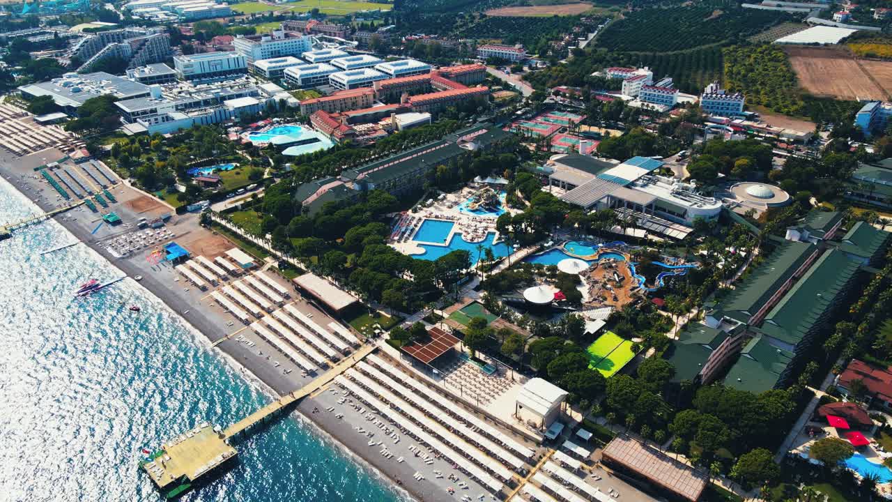 Aerial 4K drone footage of Kiriş- Kemer , and mountains &ndash; filmed in a vibrant summer time