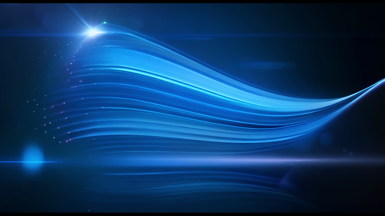 Animation of blue neon lights on black background