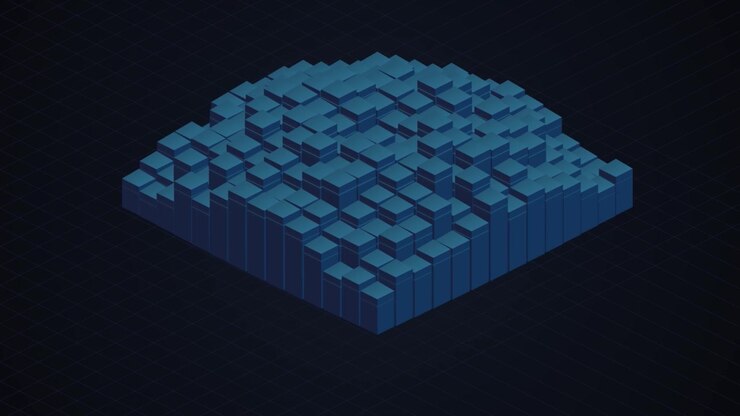 Griglia di visualizzazione dati isometrica astratta blu