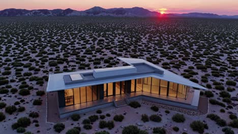 modern desert home at sunset