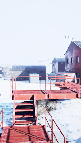 red building in the snow