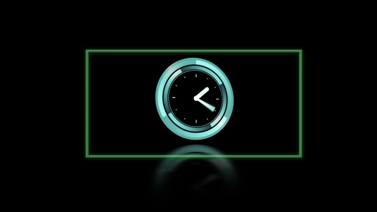 Digital Clock Animation with Glowing Green Frame