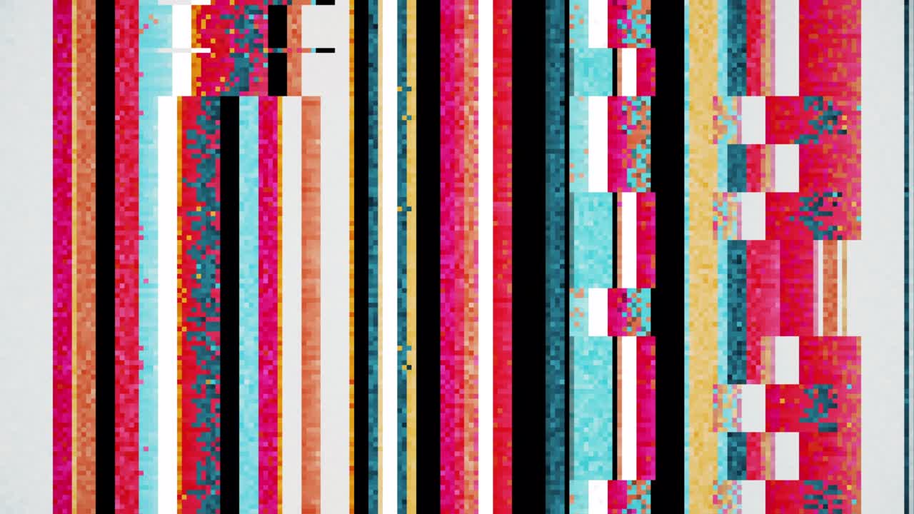 animación pixelada abstracta con efectos de glitch y clasificación de píxeles.