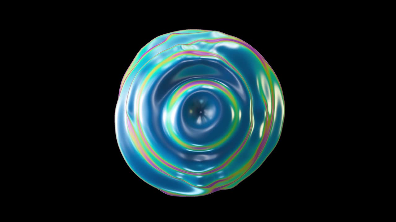 추상적인 모핑 액체 lollipop 구. 액체 부드러운 왜곡 물체. 활기찬 밝은 홀로그램 색상 루프 모션. 투명한 배경을 가진 다채로운 그라디언트 블롭.