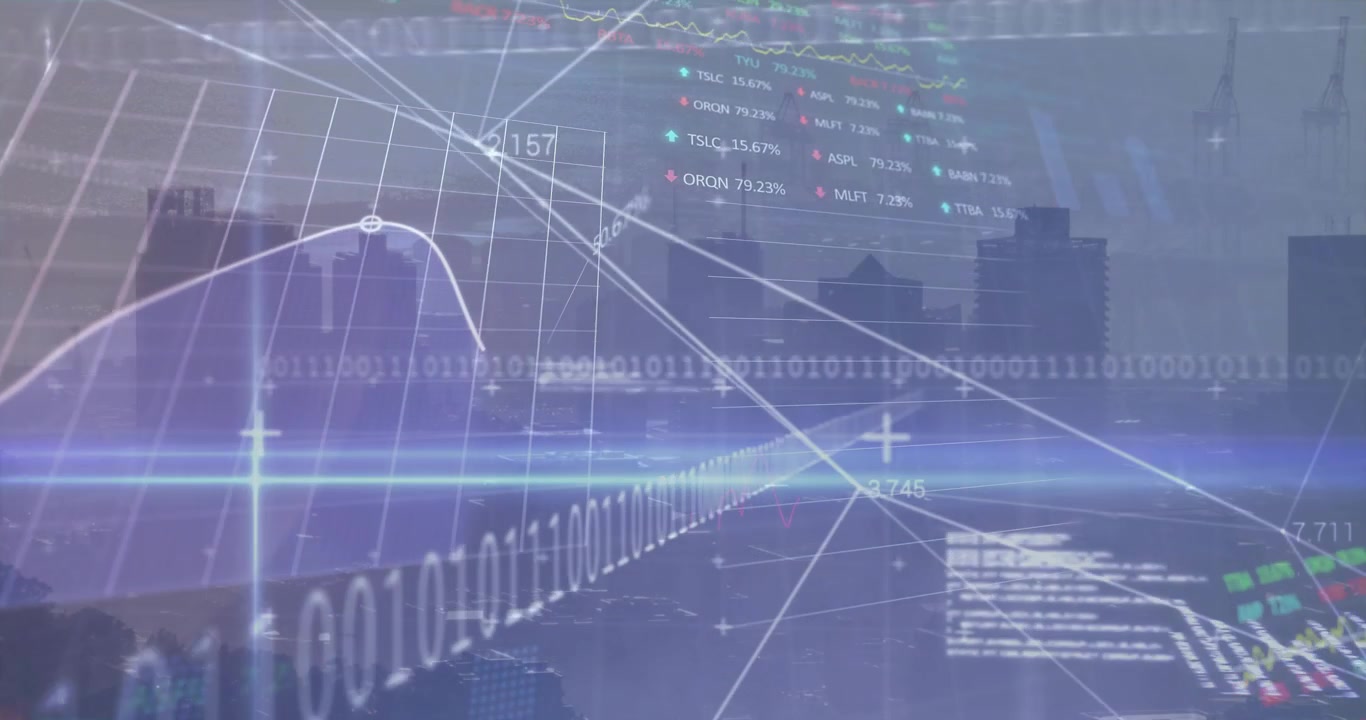 城市天際線上的金融數據覆蓋