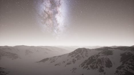 milky way above snow covered terrain