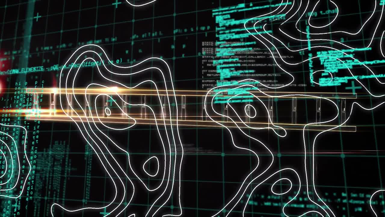 어두운 배경 위에 과학 데이터 처리의 애니메이션