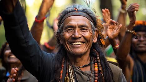 celebrating traditions of indigenous people during festival in the forest