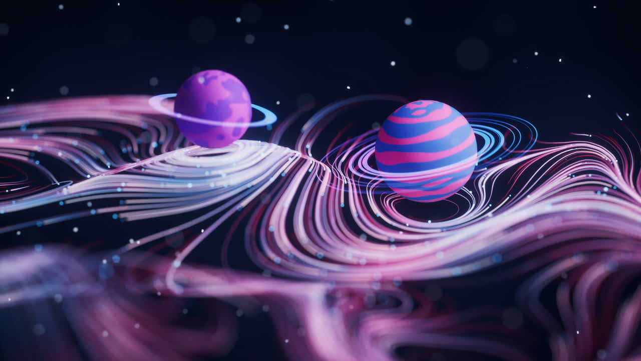 Outer space planet with wave pattern background, 3d rendering.