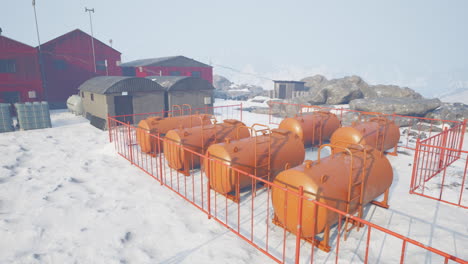 fuel tanks at a remote research station in the arctic