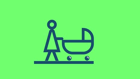 animation pictogram mother with baby stroller