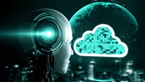 ai robot huminoid uses cloud computing technology to store data on online server