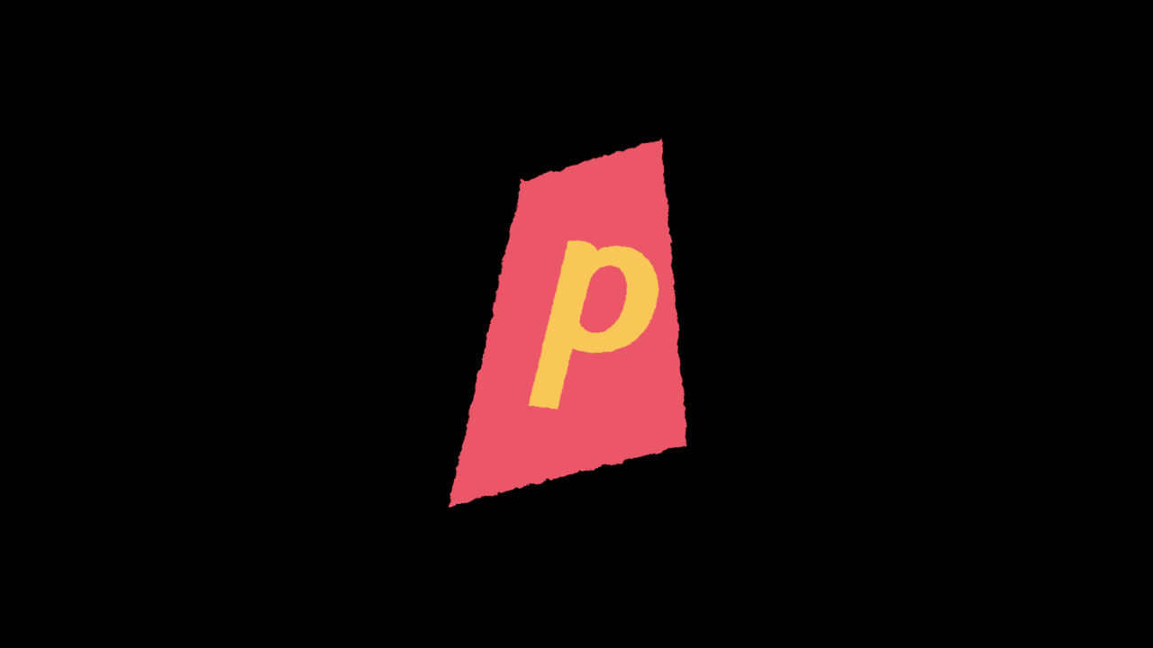 빨간색과 노란색으로 "p"라는 글자의 이미지