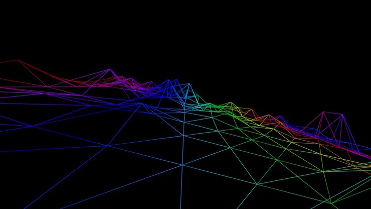 Colorful Wireframe Landscape Seamless Loop