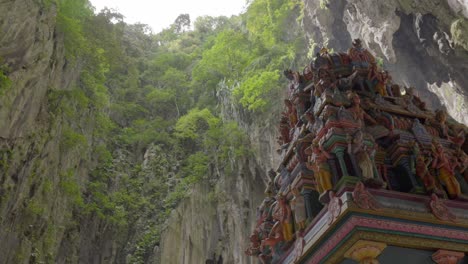 architectural view top of sri velayuthar temple thaipusam at batu caves kuala lumpur malaysia tilt shot