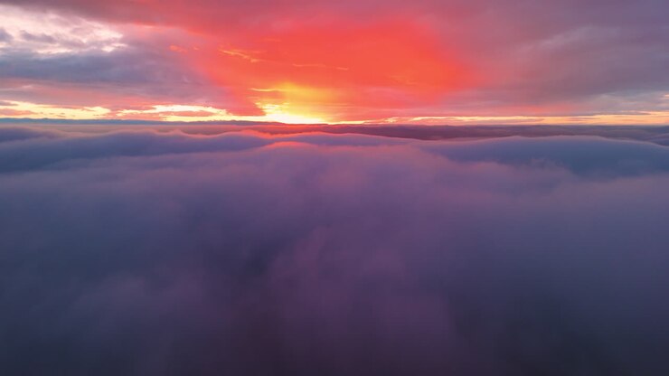 Winter sunset over the inversion in Boise
