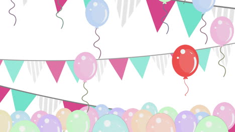 animación de globos y bunting con espacio de copia en fondo blanco