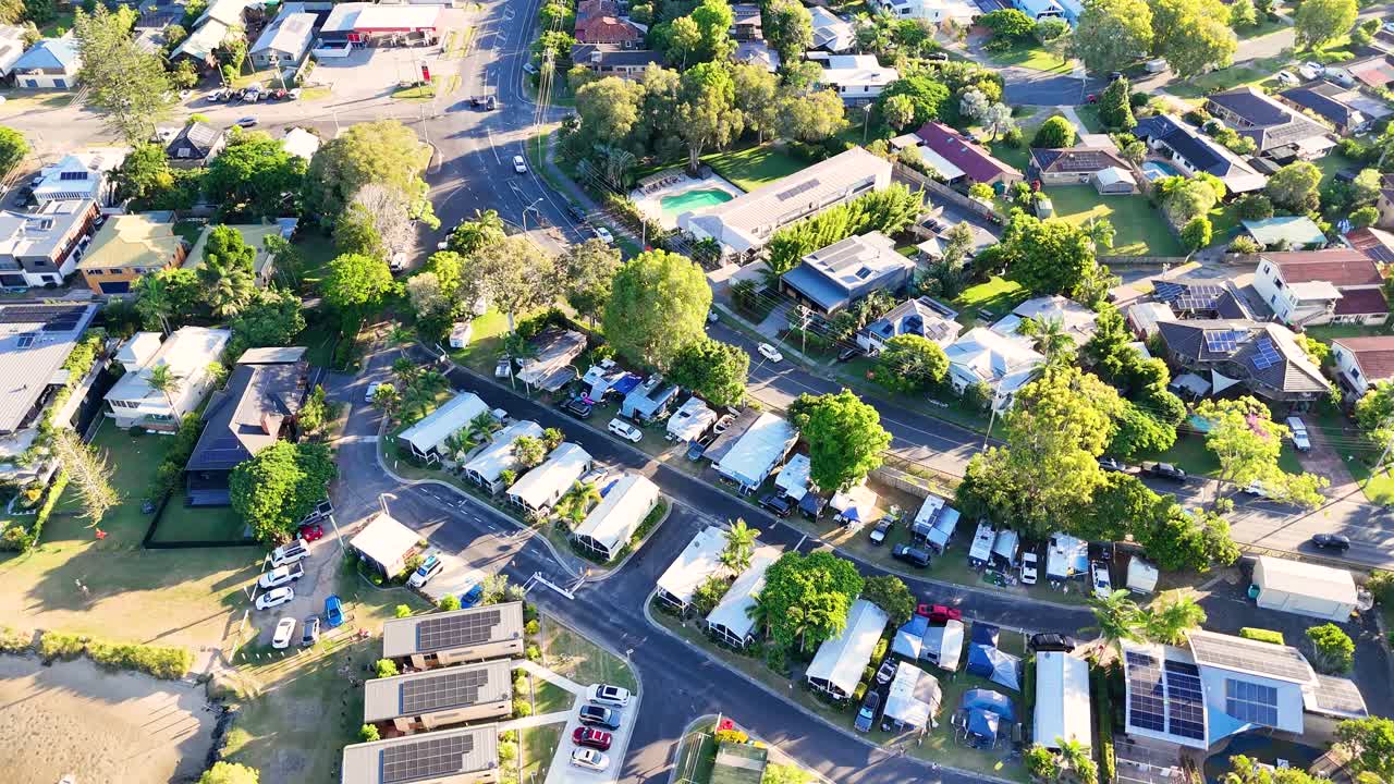 Aerial footage of a residential area