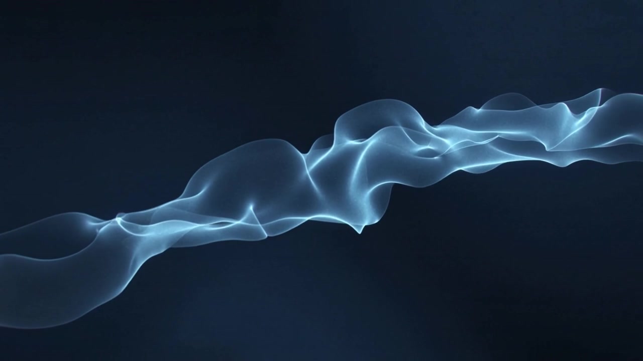 Moving translucent ribbon shifting across navy gradient as animation starts, showing glowing nodes
