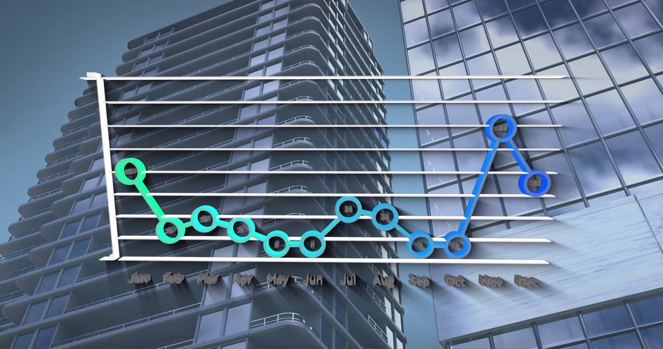 Animación del procesamiento de datos sobre paisaje urbano