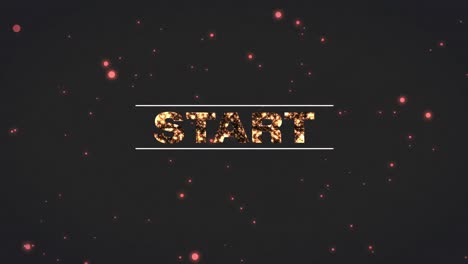 Animation-of-start-text-over-light-spots-on-black-background