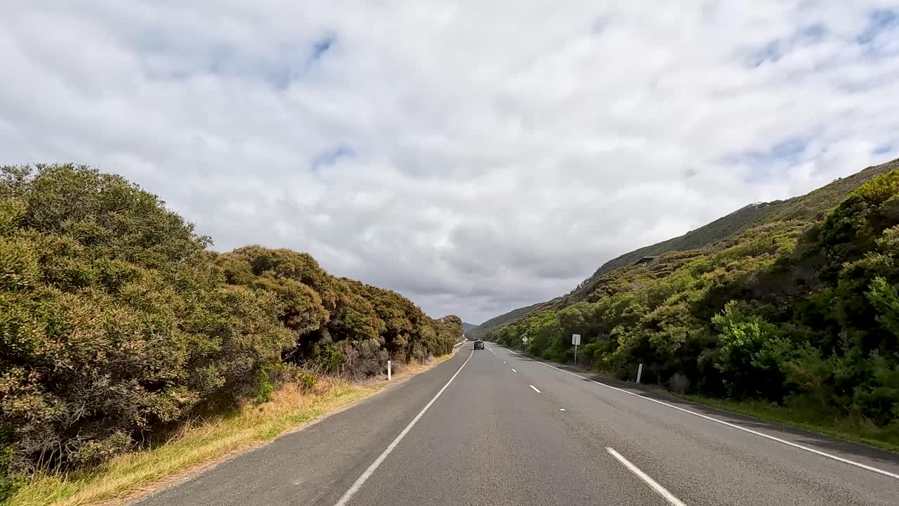 A 45-second video capturing a drive along the picturesque Great Ocean Road, showcasing coastal views and lush greenery