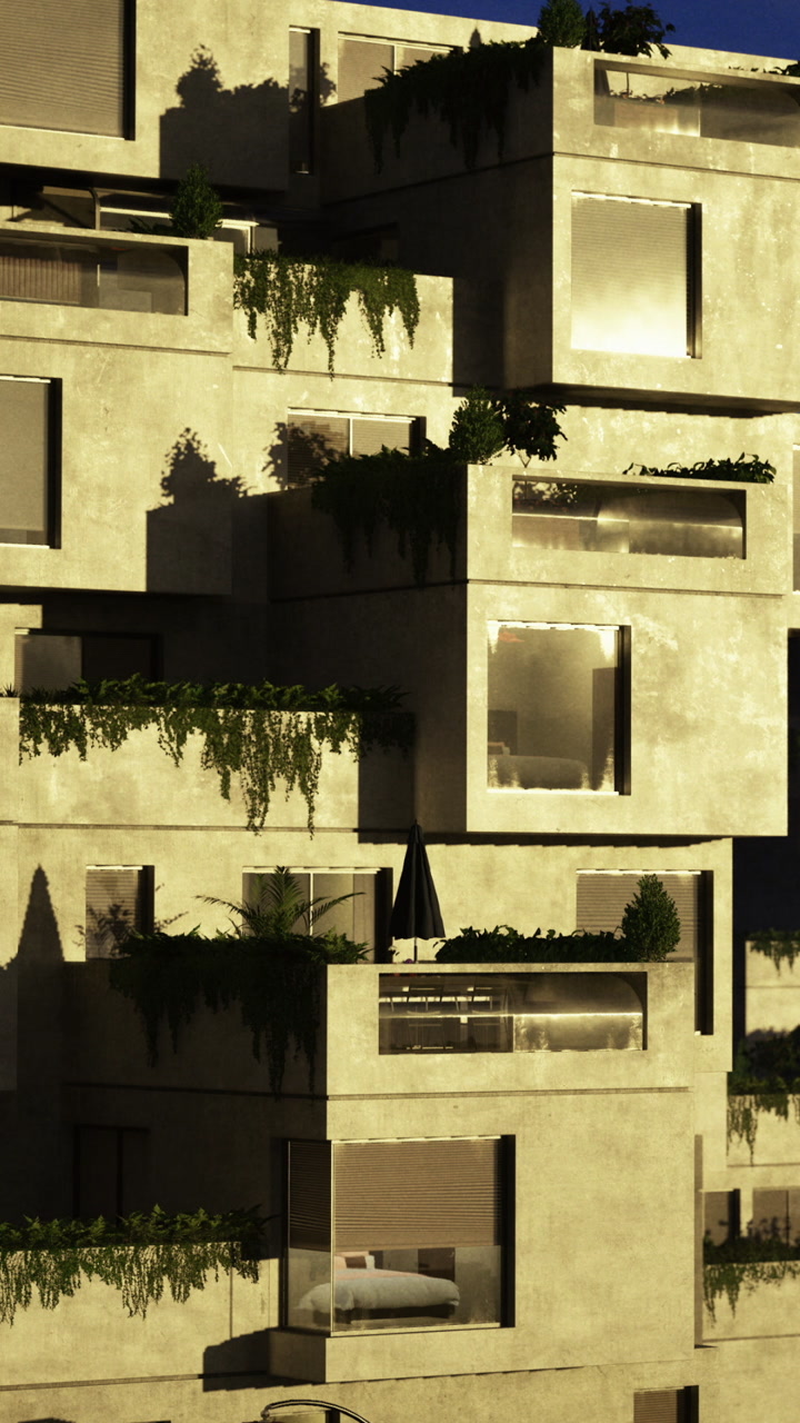 Modern architecture blends with nature in a unique urban setting