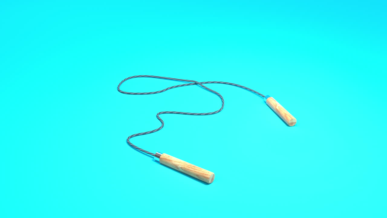 생동감 넘치는 3d 애니메이션: 깨 ⁇ 한 파란색 배경에 움직이는 나무와 대마초 점프 로프