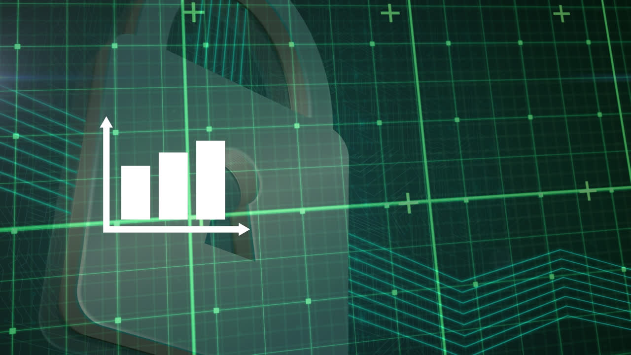 그리드 위의 그래프와 보안 락의 애니메이션