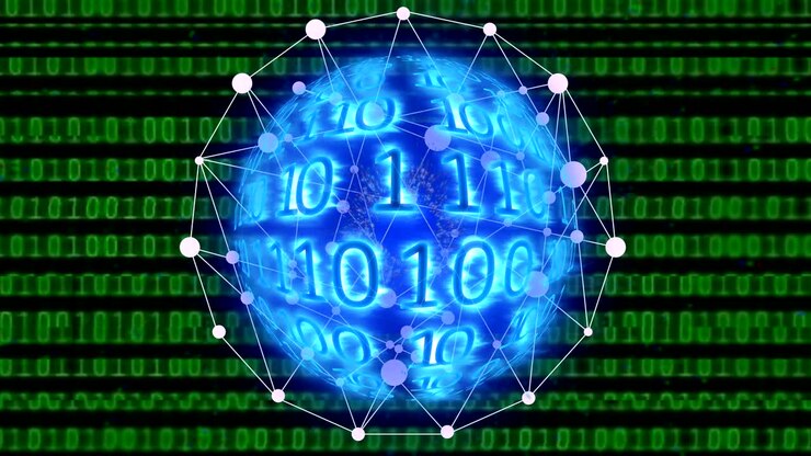 digital binary data scan loop background