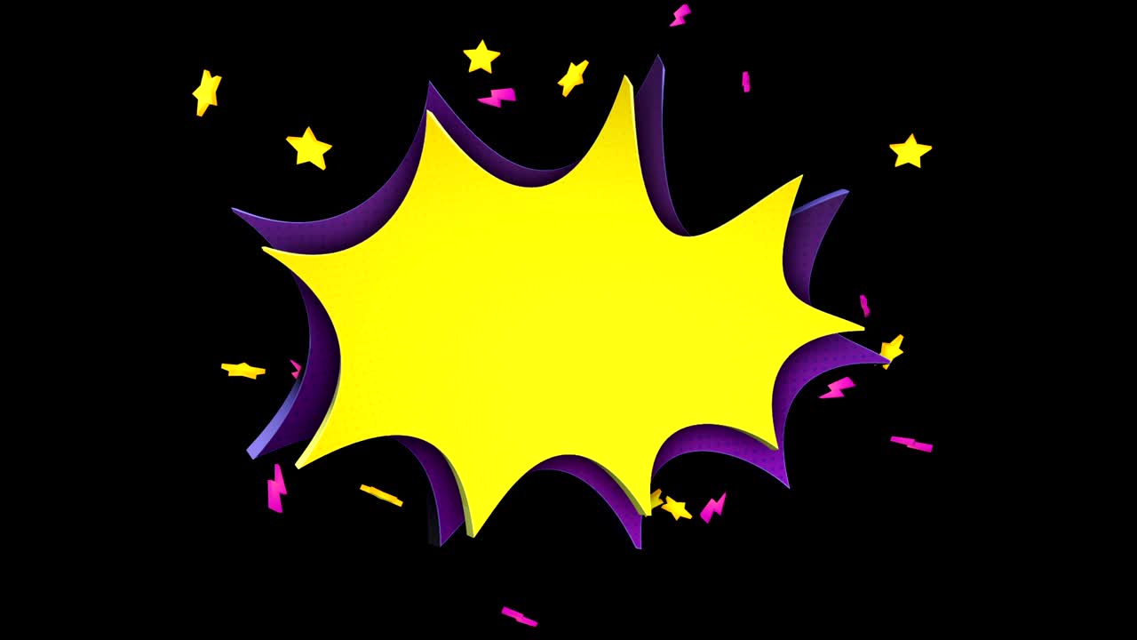 animación de globo de habla cómica vacía, con alfa mate, bucle, 4k