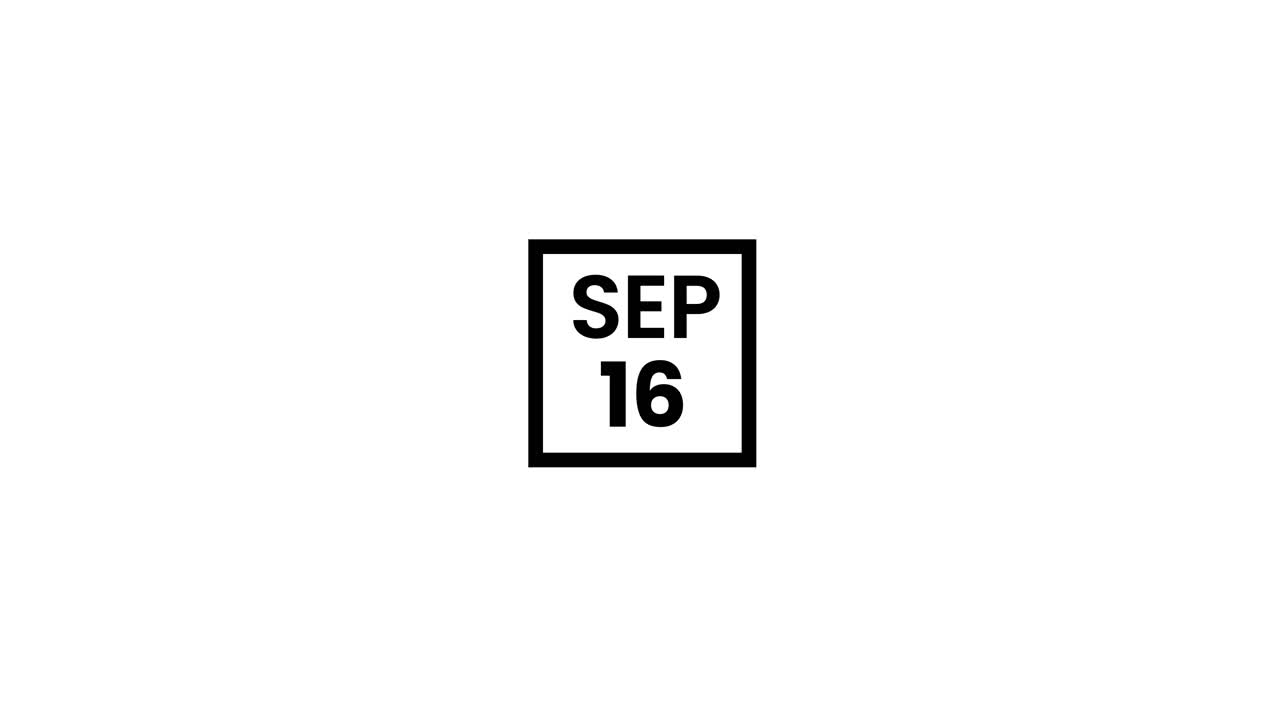 Data 16 settembre in un quadrato nero su sfondo bianco