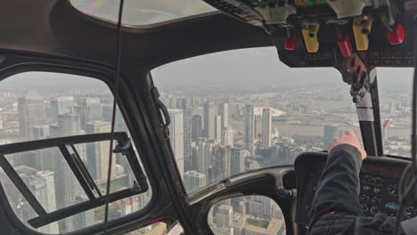 filming from inside a helicopter over london