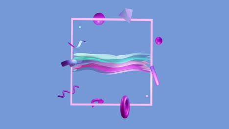 animation of purple shapes moving over blue background