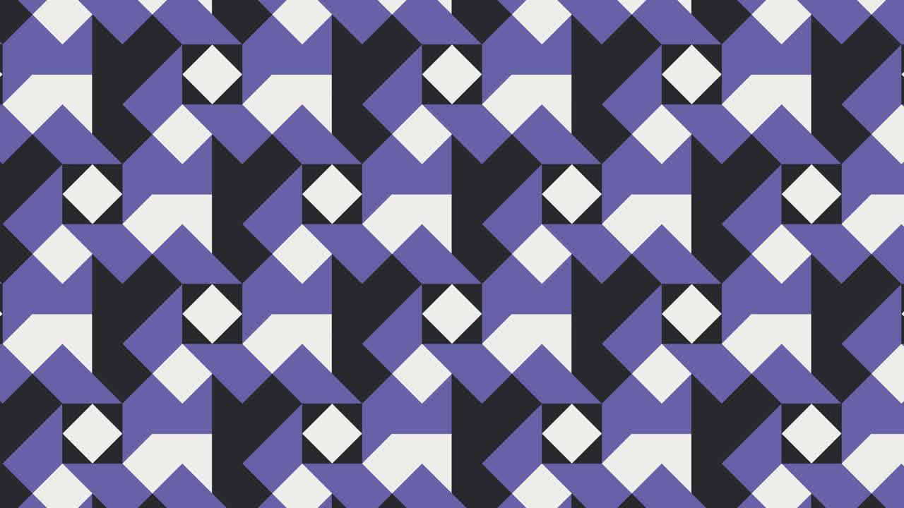 patrón animado abstracto con azulejos geométricos. elementos muy peri violeta en mosaico dinámico multicolor. fondo gráfico de movimiento en un diseño plano