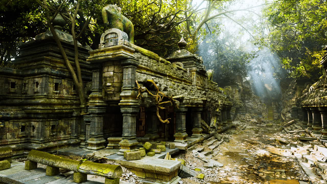 Ancient temple ruins overgrown with nature in cambodia during daylight hours