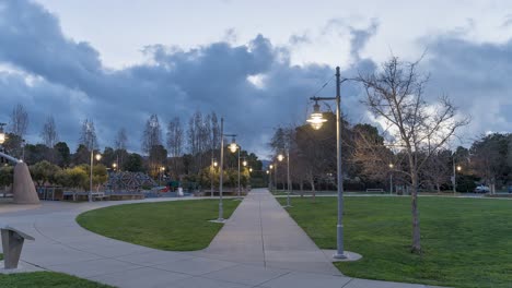 time lapse: walking in the park in a cloudy day