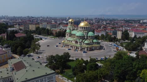 drone video of orthodox alexander nevsky cathedral in sofia, bulgaria